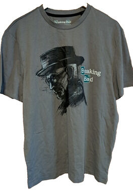 NEW Breaking Bad Men's T-shirt - Heisenberg Sketch -Silhouette Gray LARGE NWT